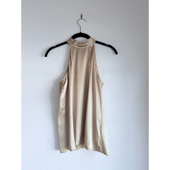 NWT Nili Lotan Vara Lightweight Silk Halter Neck Blouse in Khaki Beige Size 2 - Picture 5 of 11